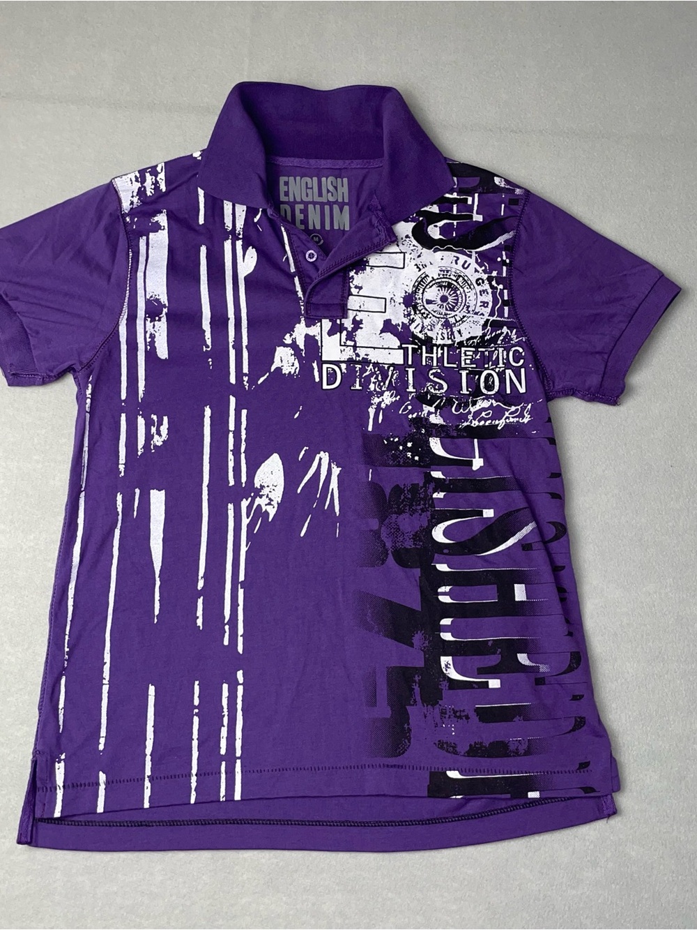 Men's Purple Graphic Polo Shirt Size M